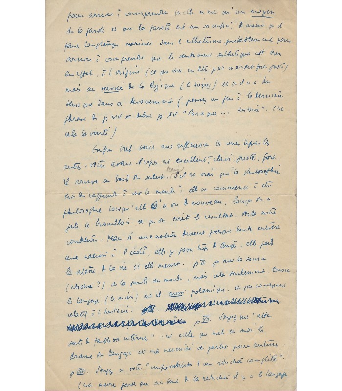 PARAIN (Brice). Philosophe et essayiste. Lettre autographe à Merleau-Ponty (G 4374)
