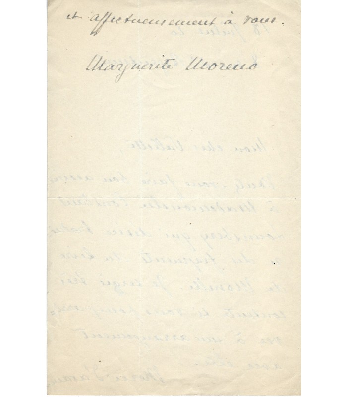 MORENO Marguerite, comédienne. Lettre Autographe (G 3067)