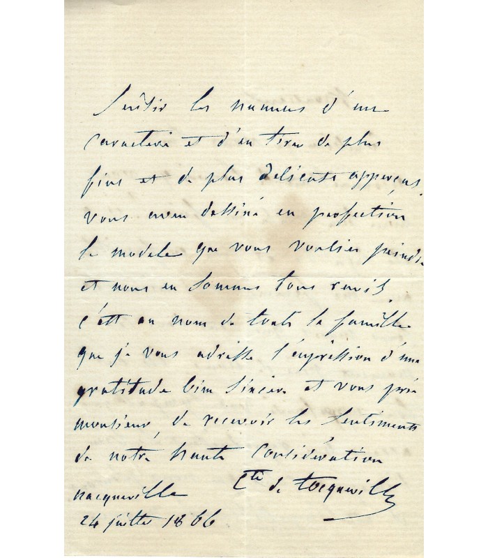 TOCQUEVILLE (François Clérel comte de), homme politique, frère du philosophe. 3 lettres autographes (G 186)