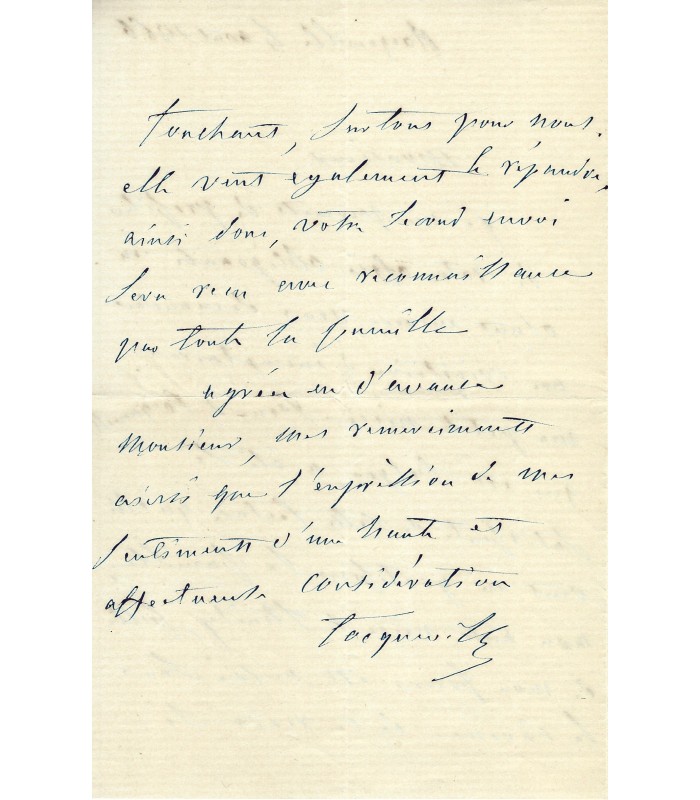 TOCQUEVILLE (François Clérel comte de), homme politique, frère du philosophe. 3 lettres autographes (G 186)