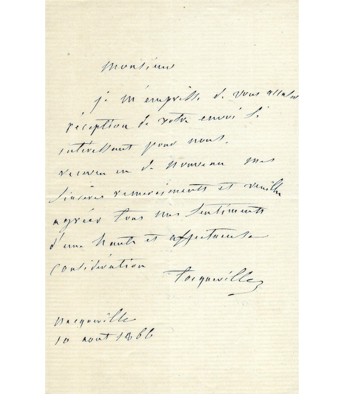 TOCQUEVILLE (François Clérel comte de), homme politique, frère du philosophe. 3 lettres autographes (G 186)