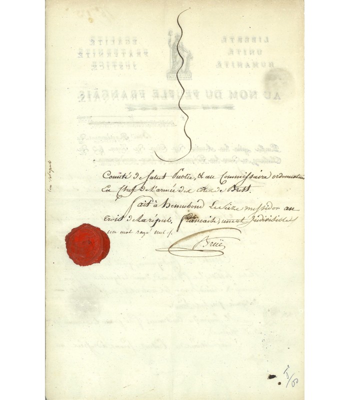 BRÜE Louis-Urbain, colonel et député. Pièce Signée (G 2206)