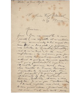 AUJAR Léopold, journaliste, romancier. Lettre Autographe (E 10939)