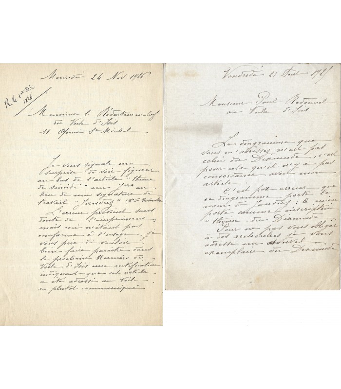 DUZEA Jeanne,  astrologue. 7 Lettres Autographes (E 10940)