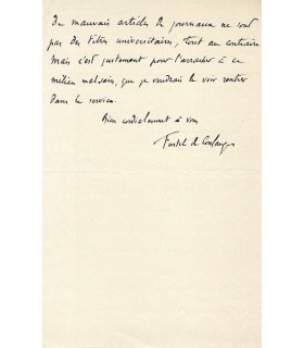 FUSTEL DE COULANGES, historien. Lettre Autographe (G 618)