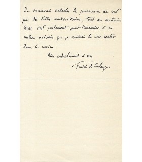 FUSTEL DE COULANGES, historien. Lettre Autographe (G 618)