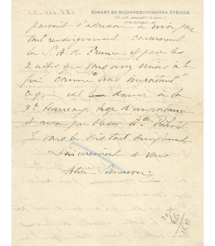SAUERWEIN Alice, traductrice. Lettre Autographe et Lettre Dact. S. ( E 10944)