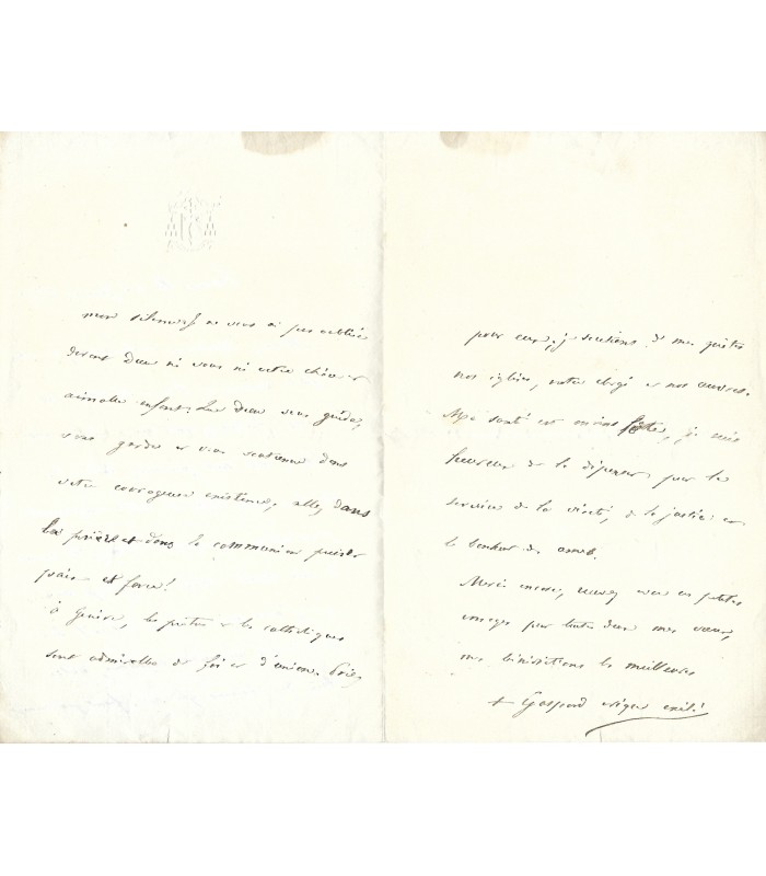 MERMILLOD Gaspard, évêque et cardinal.  Lettre Autographe (G 1092)