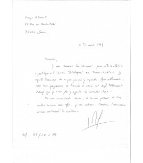 OZOUF Jacques, historien. Lettre Autographe (G 5282)