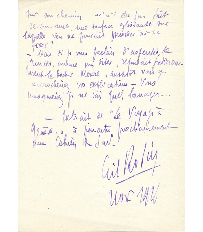 ROBIN Gilbert, neuropsychiatre. Lettre Autographe (G 1790)