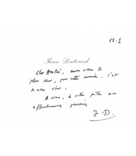 DUTOURD Jean, écrivain. L. dactylographiée Signée (G 2285/83)