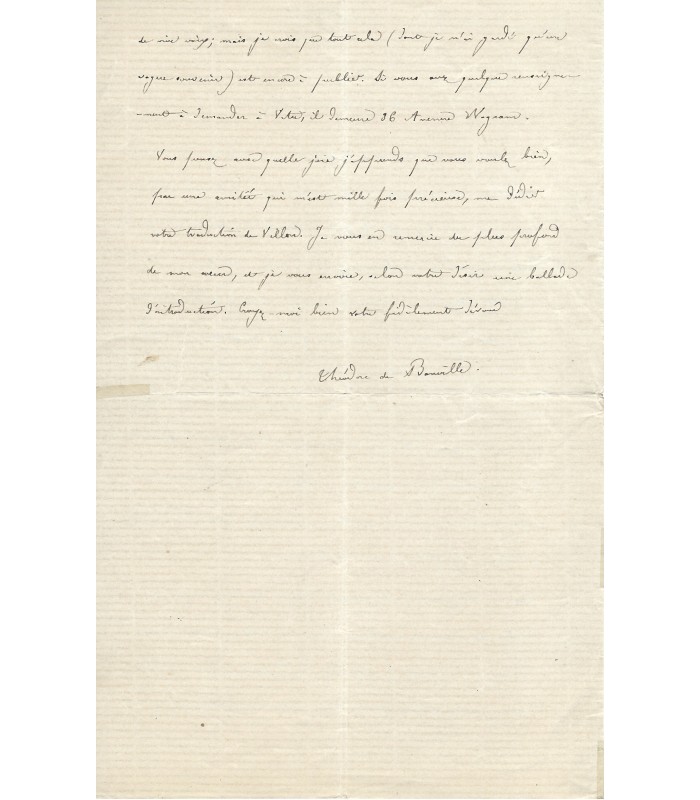 BANVILLE Théodore de, poète. Poème et Lettre autographe (G 4242)