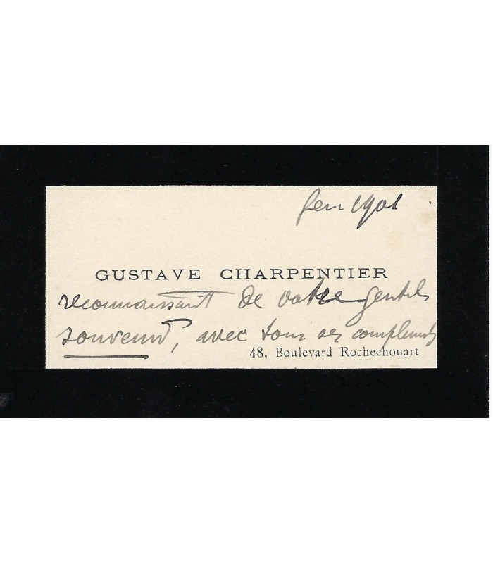 CHARPENTIER Gustave, compositeur. Lettre Autographe (G 2506/2501)