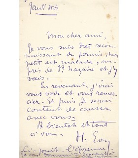 EON Henry, poète breton. Lettre et Manuscrit Autographes (E 10950)