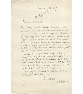 PASTEUR Louis, chimiste et biologiste. Lettre Autographe (G 6085)