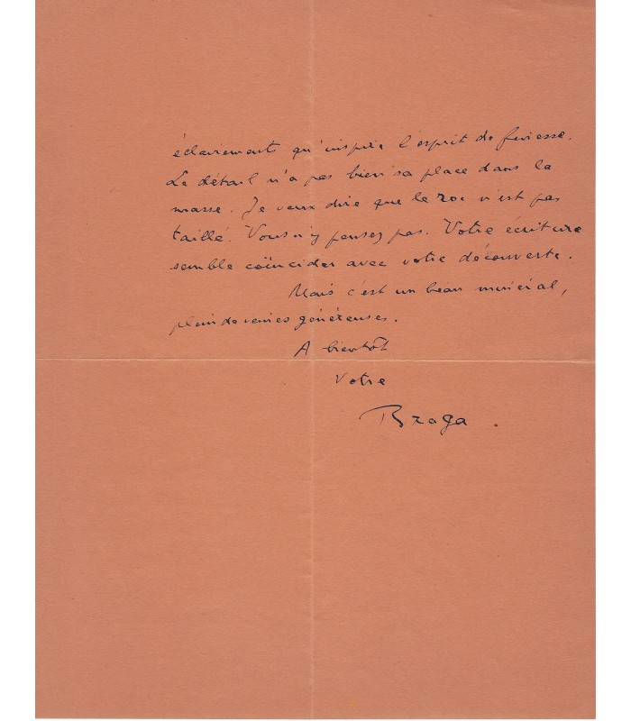 BRAGA (Dominique). 10 lettres autographes signées à l'essayiste et critique Pierre Abraham (G 1408)