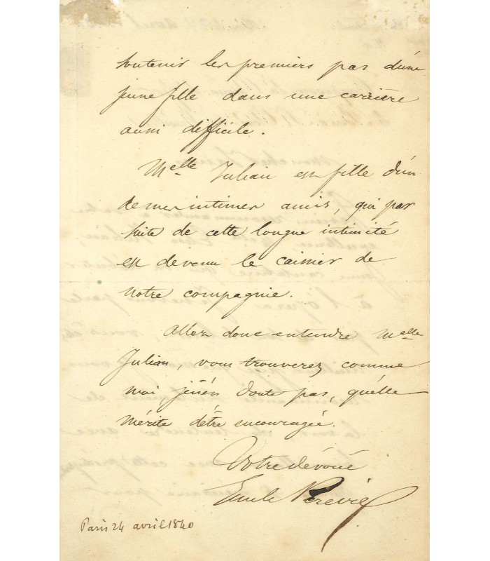 PEREIRE (Emile), Entrepreneur, financier et homme politique. Lettre autographe (E 10151)