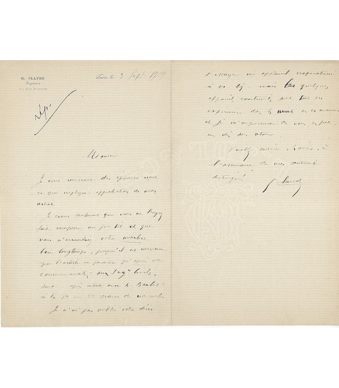 CLAUDE Georges. Pysicien et chimiste. Inventeur.