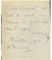 ZOLA Billet Autographe (Malestroit)