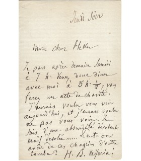 BERLIOZ Hector. Compositeur. Lettre autographe à Stepehn Heller  (Réf. G 4812)