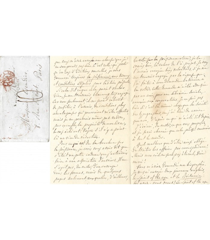 BLANC Louis. Membre du gouvernement provisoire de la 2de république. Lettre Autographe, 1848  Réf. G 3723)