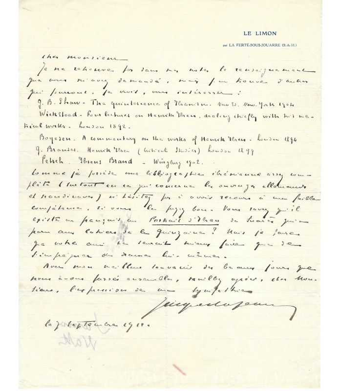 COPEAU (Jacques) L.A.S. à un ami G 2630