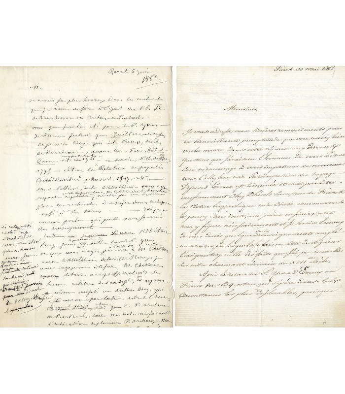 DENIS (Ferdinand) Correspondance avec Edouard Frère G 5126